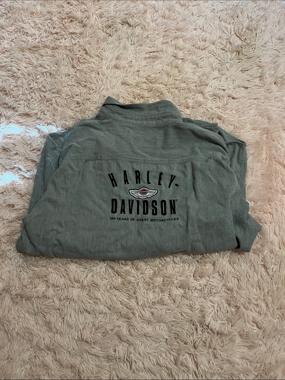 Harley-Davidson 100th Anniversary Gray Back-Logo Button Shirt